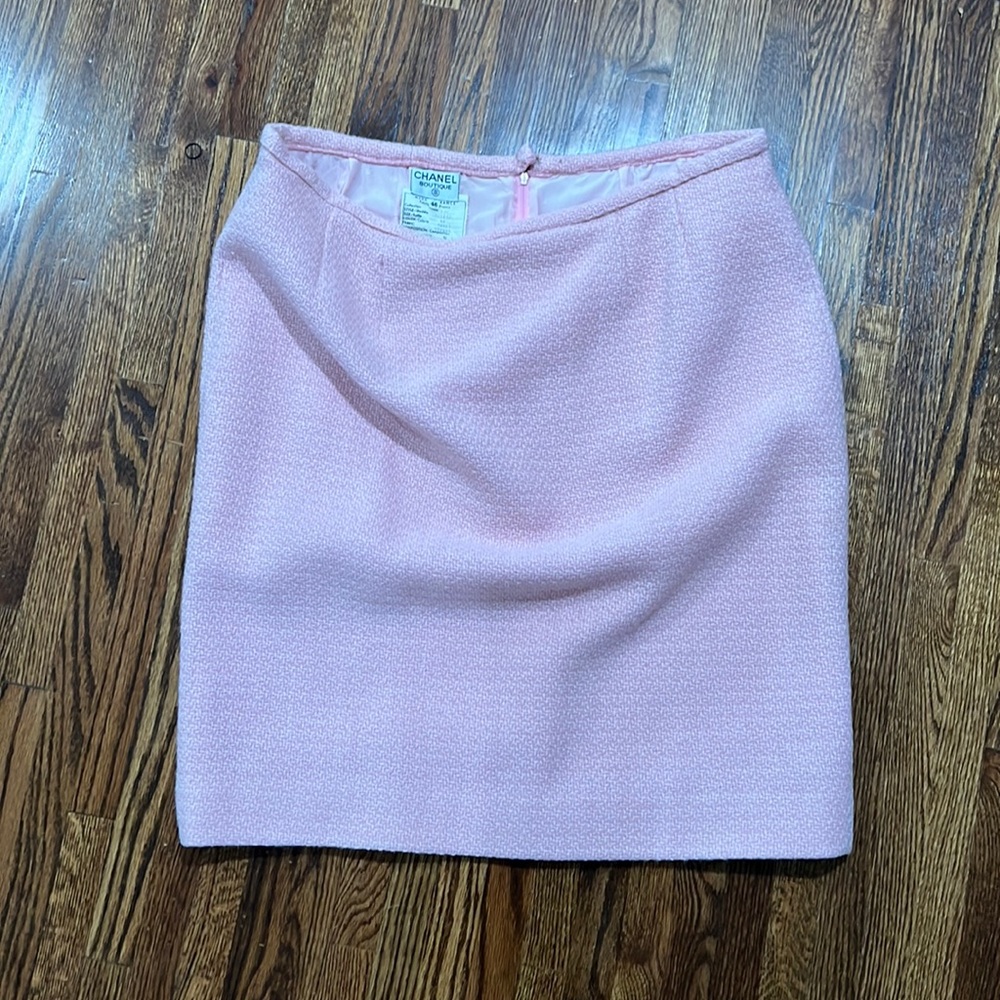 Vintage Chanel 1993 BubbleGum Pink Wool Skirt